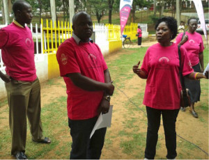 Executive Director of BuildME, Mr. Bwire Deo with other volunteers at health advocacy program